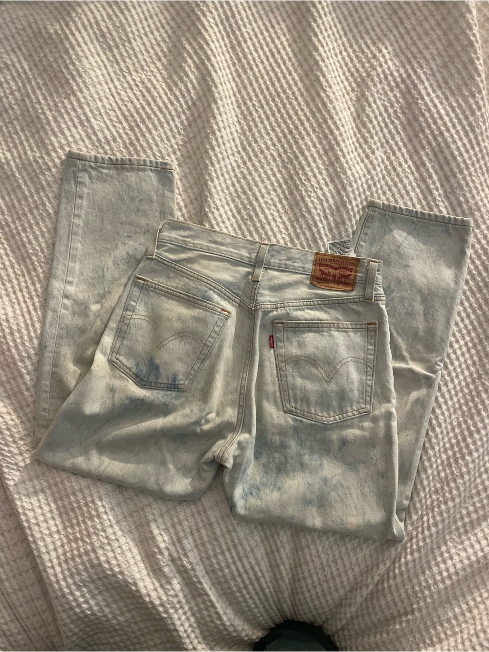 Levi's 501 Light Wash White Tie-Dye/Acid Jeans
